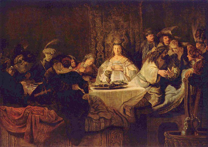 Simson, an der Hochzeitstafel das Ratsel aufgebend, REMBRANDT Harmenszoon van Rijn